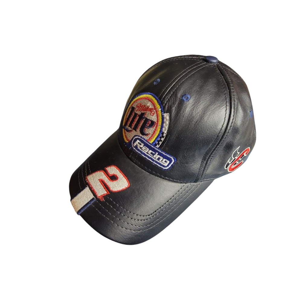 Vintage Nascar Miller Lite Rusty Wallace 2 Racing Hat Leather